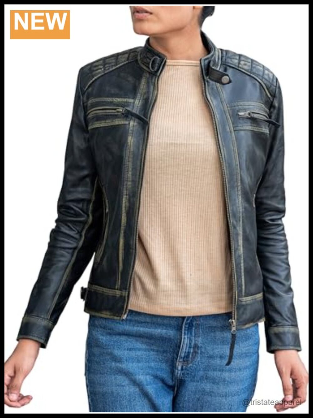 Quilted Design Real Lambskin Women's Biker Jacket Slim Fit